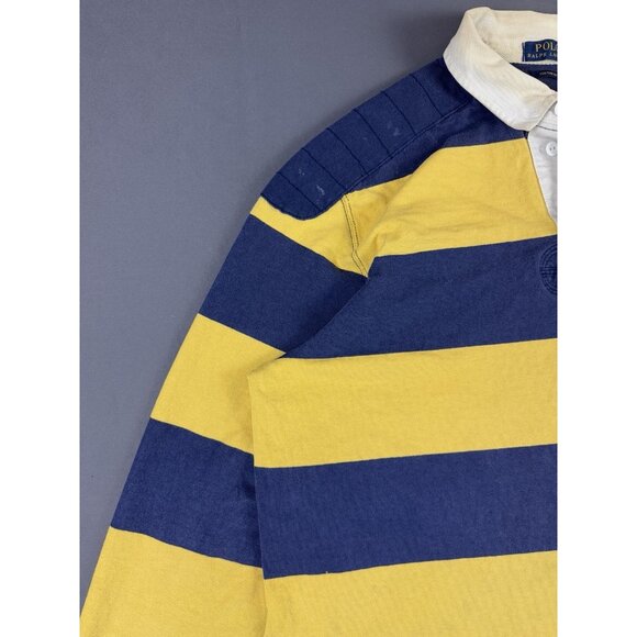 Rare Vintage Y2K Polo Ralph Lauren Rugby Shirt Stripes Thrased Streetwear Hype - Picture 4 of 16